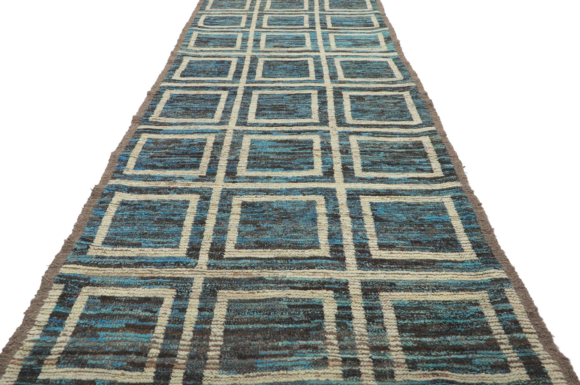 Pakistani New Contemporary Moroccan Style Runner with Short Pile For Sale