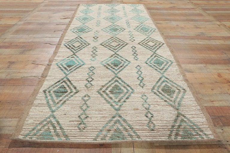 New Contemporary Moroccan Runner with Short Pile For Sale at 1stDibs