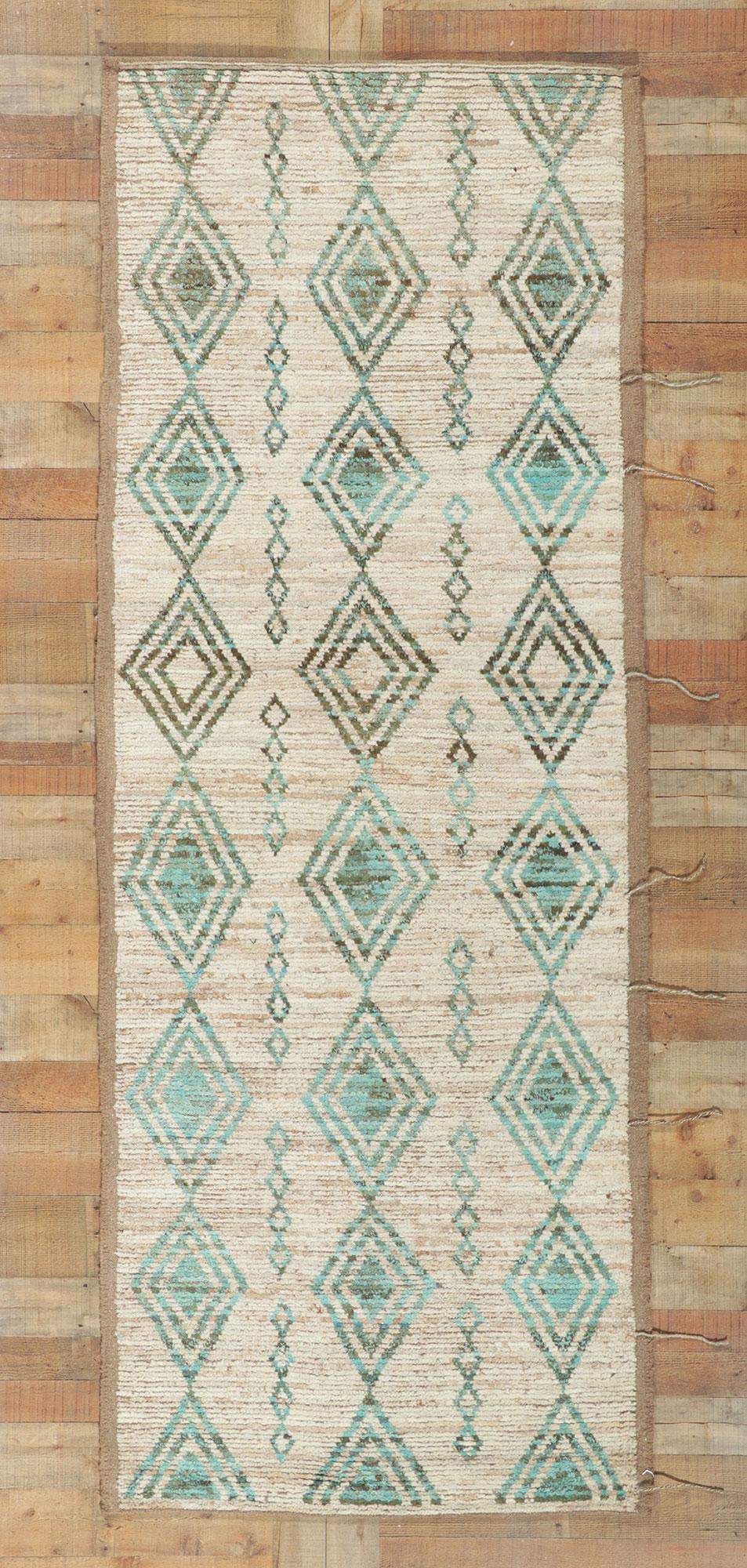 New Contemporary Moroccan Style Runner with Short Pile For Sale 1