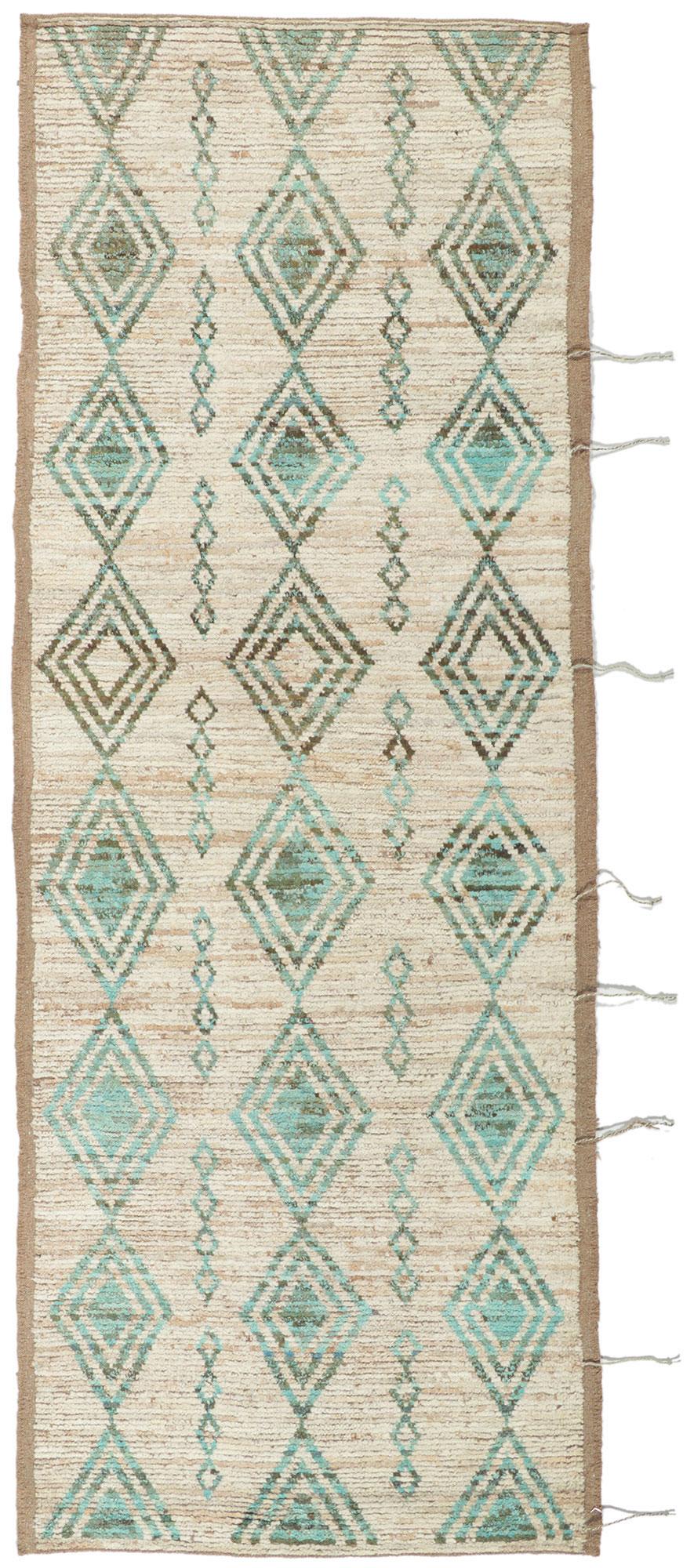 New Contemporary Moroccan Style Runner with Short Pile For Sale 2