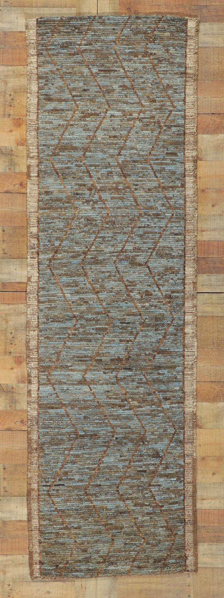 New Contemporary Moroccan Runner with Short Pile 2