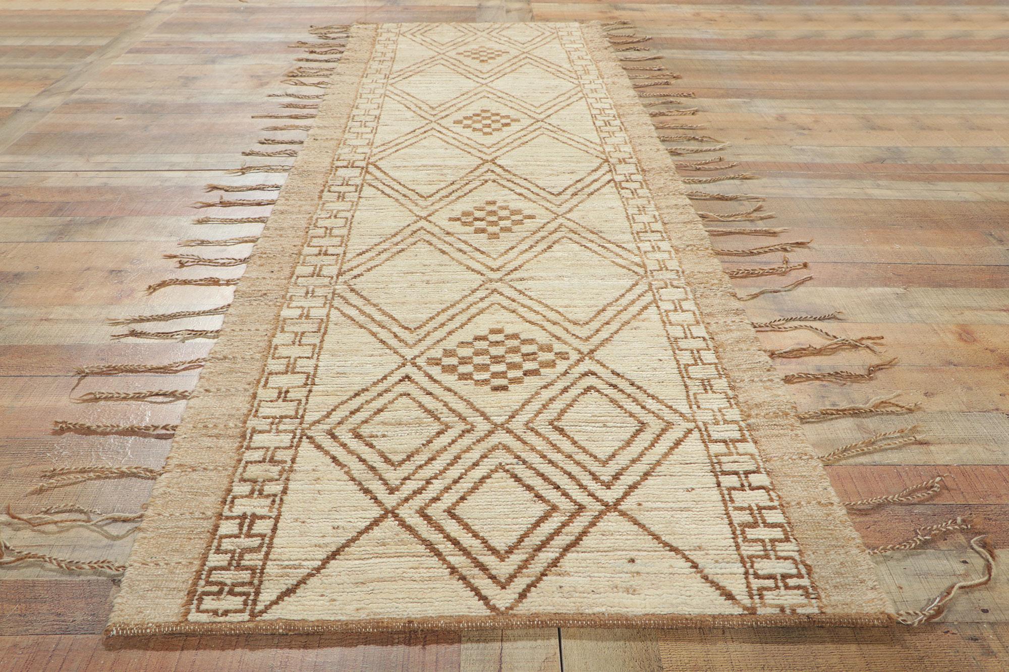 New Contemporary Moroccan Style Runner with Short Pile For Sale 2