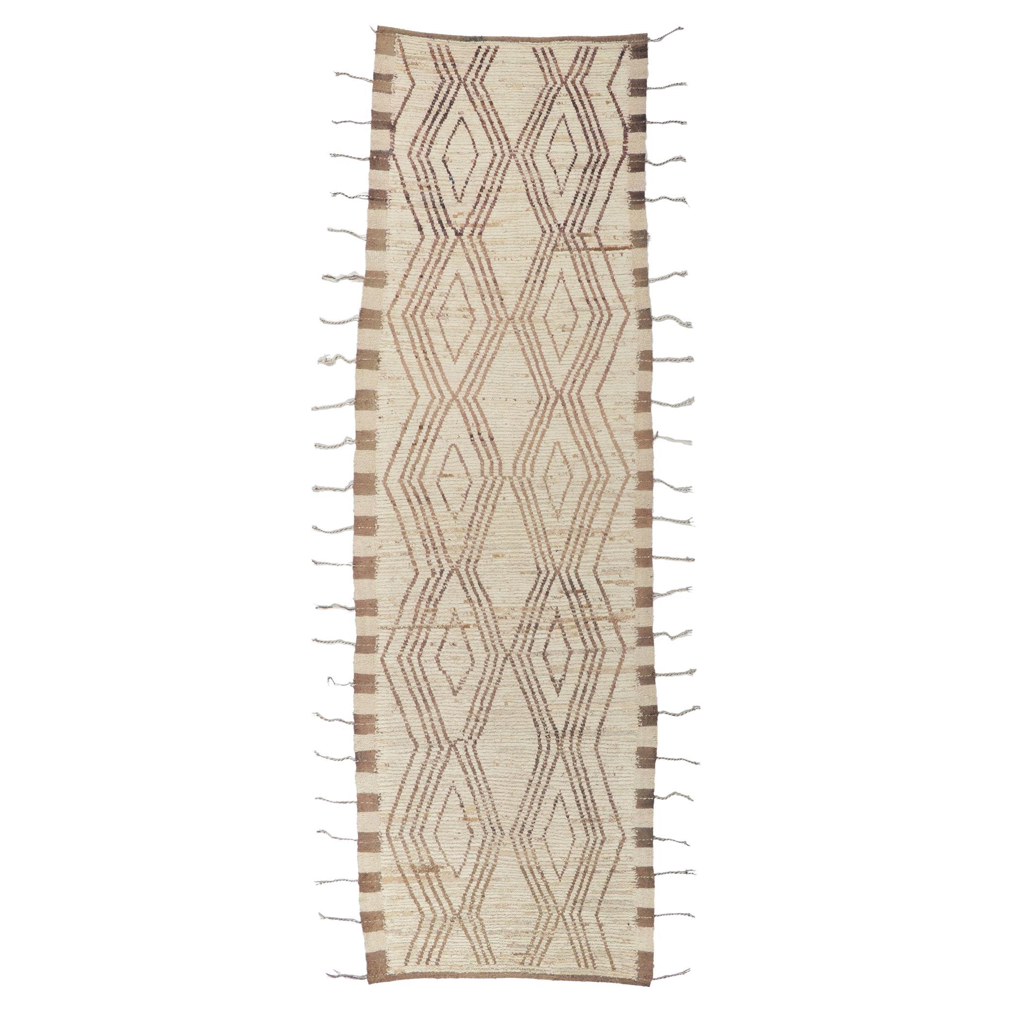 New Contemporary Moroccan Runner with Short Pile For Sale