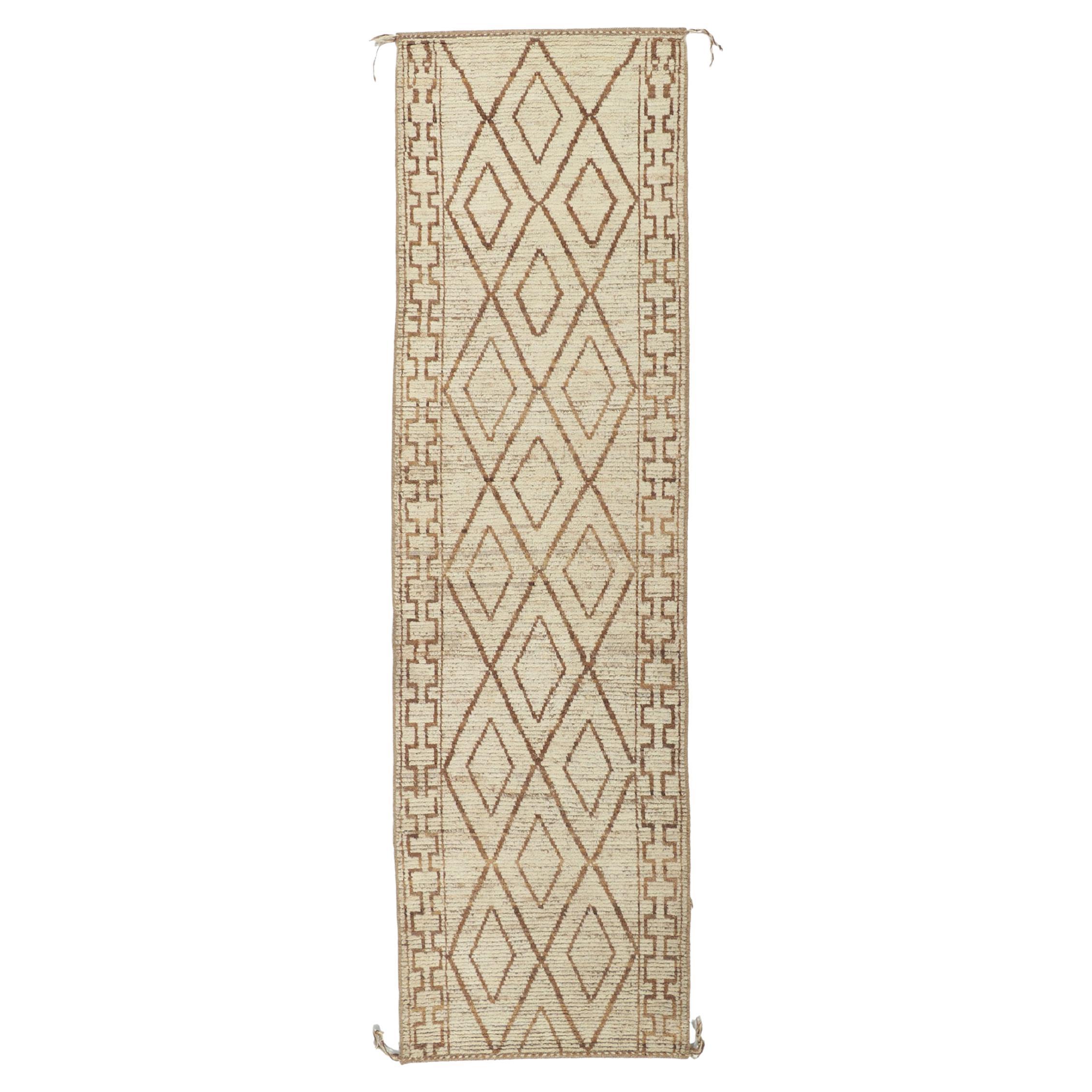 New Contemporary Moroccan Style Runner with Short Pile For Sale