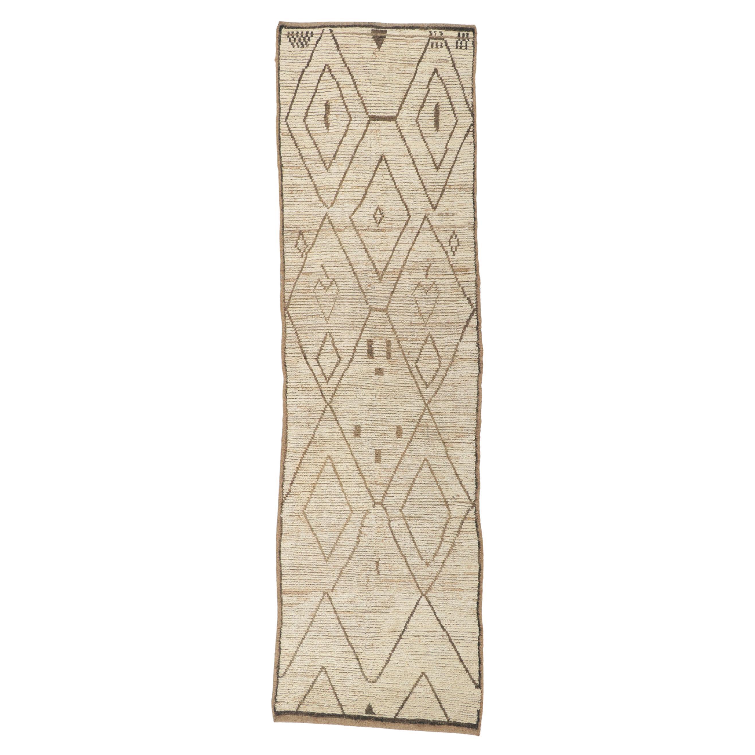 New Contemporary Moroccan Runner with Short Pile