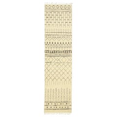 New Contemporary Moroccan Shag Hallway Runner with Cubist Brutalist Style
