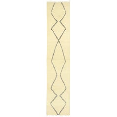 New Contemporary Moroccan Shag Hallway Runner with Minimalist Style