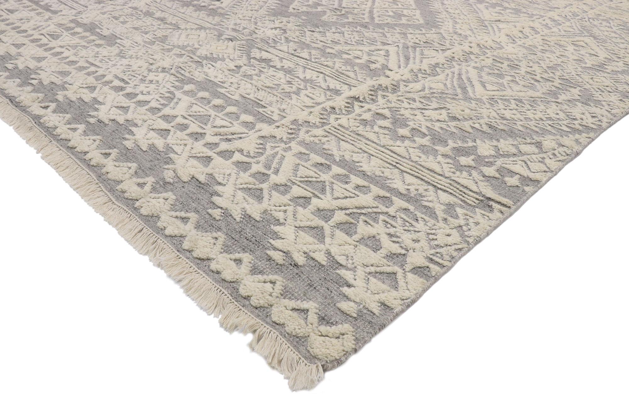 Tribal New Contemporary Moroccan Souf Rug with Raised Design and Modern Style For Sale