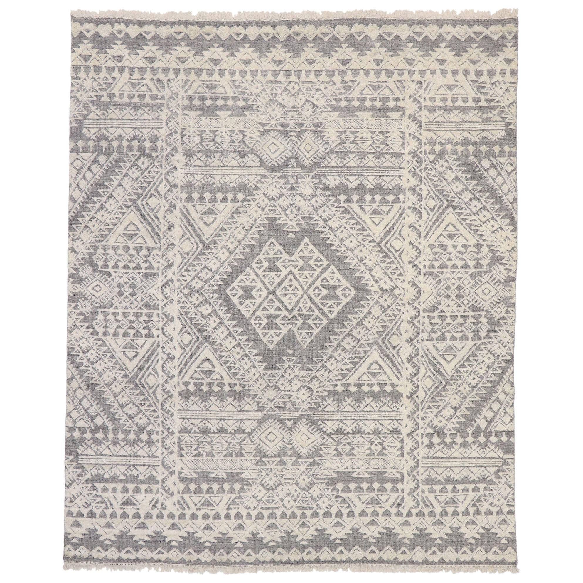 New Contemporary Moroccan Souf Rug with Raised Design and Modern Style