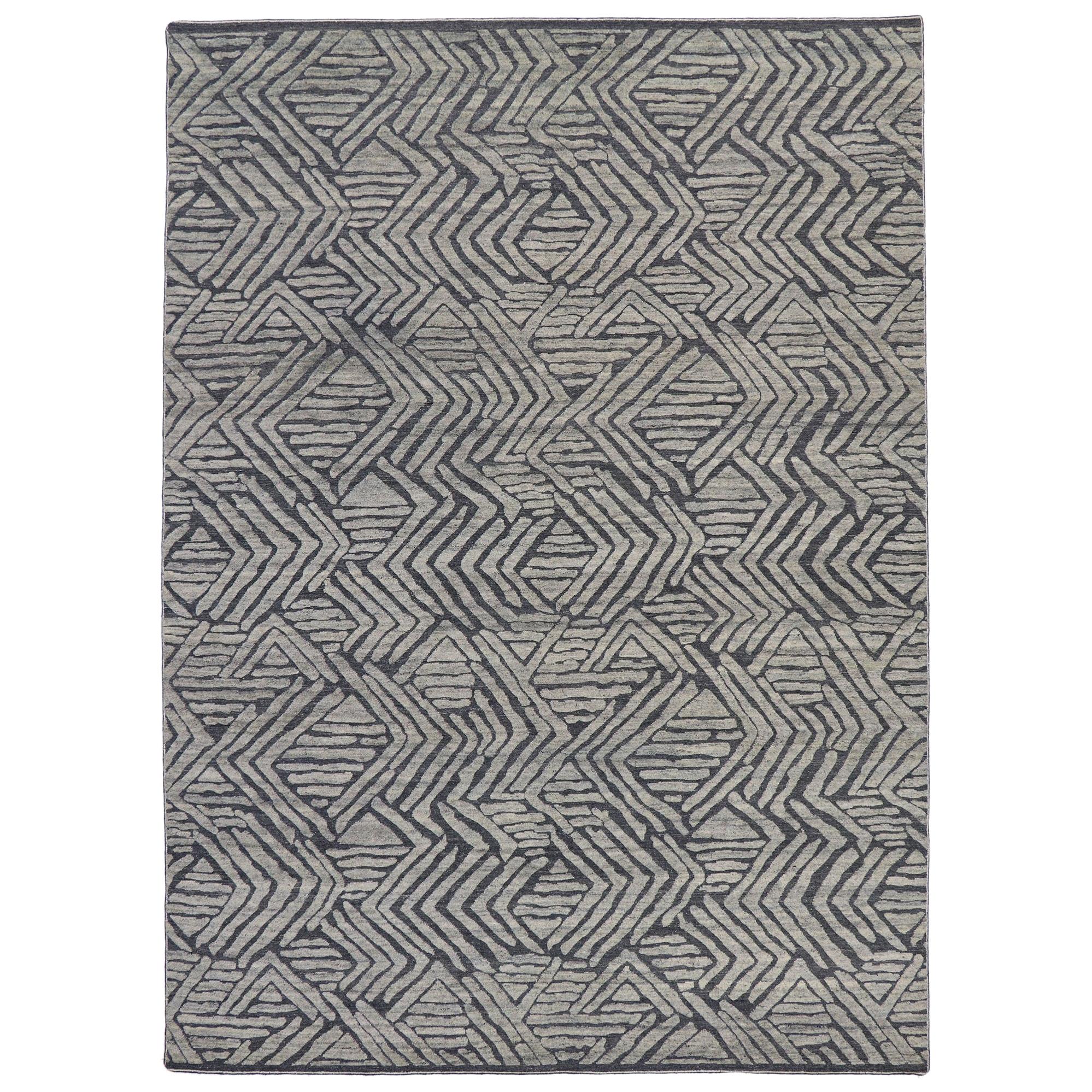 New Contemporary Moroccan Souf Rug with Raised Design and Modern Style For Sale