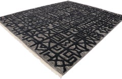 New Contemporary Moroccan Souf Rug with Raised Tribal Design