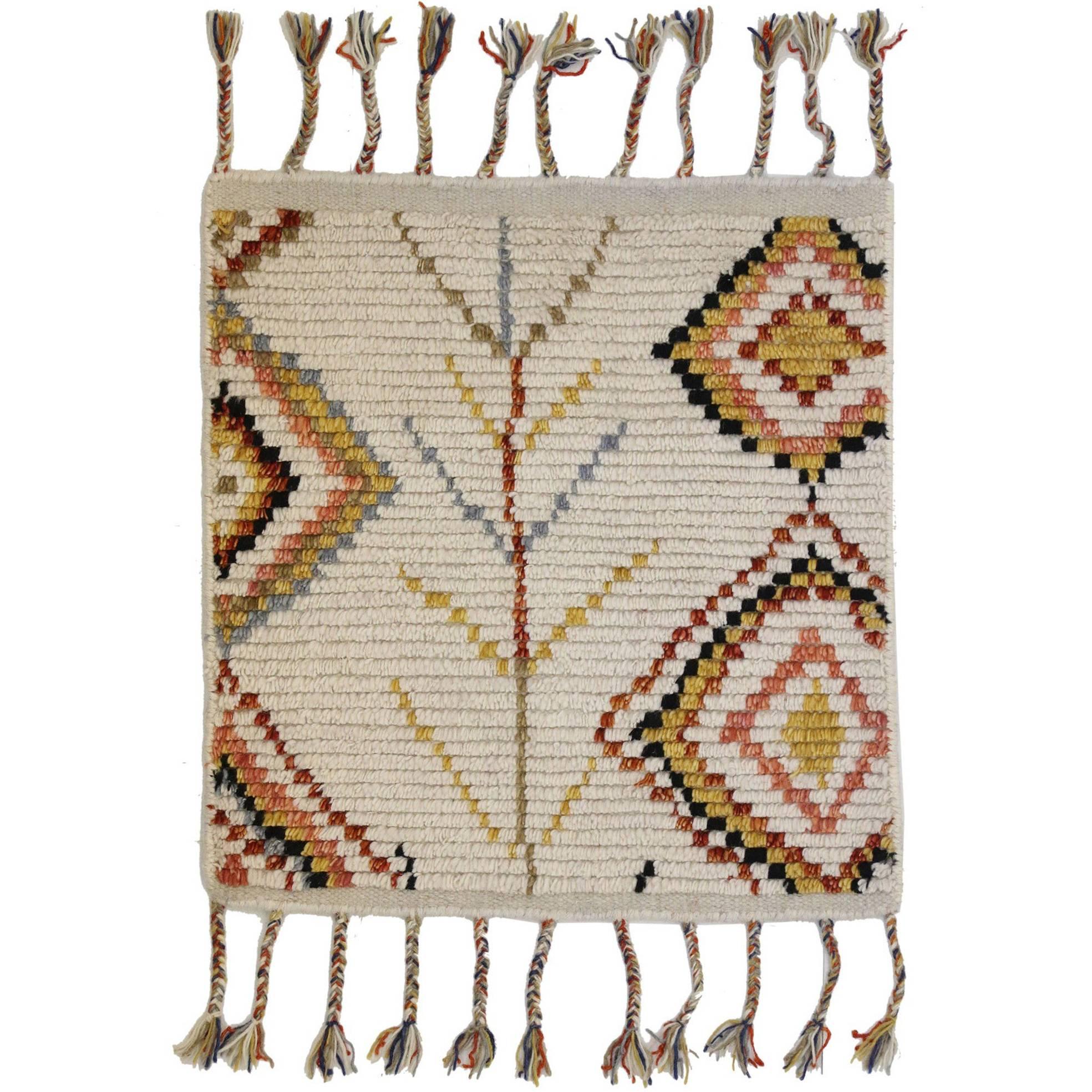 New Contemporary Moroccan Style Accent Rug with Tribal Design