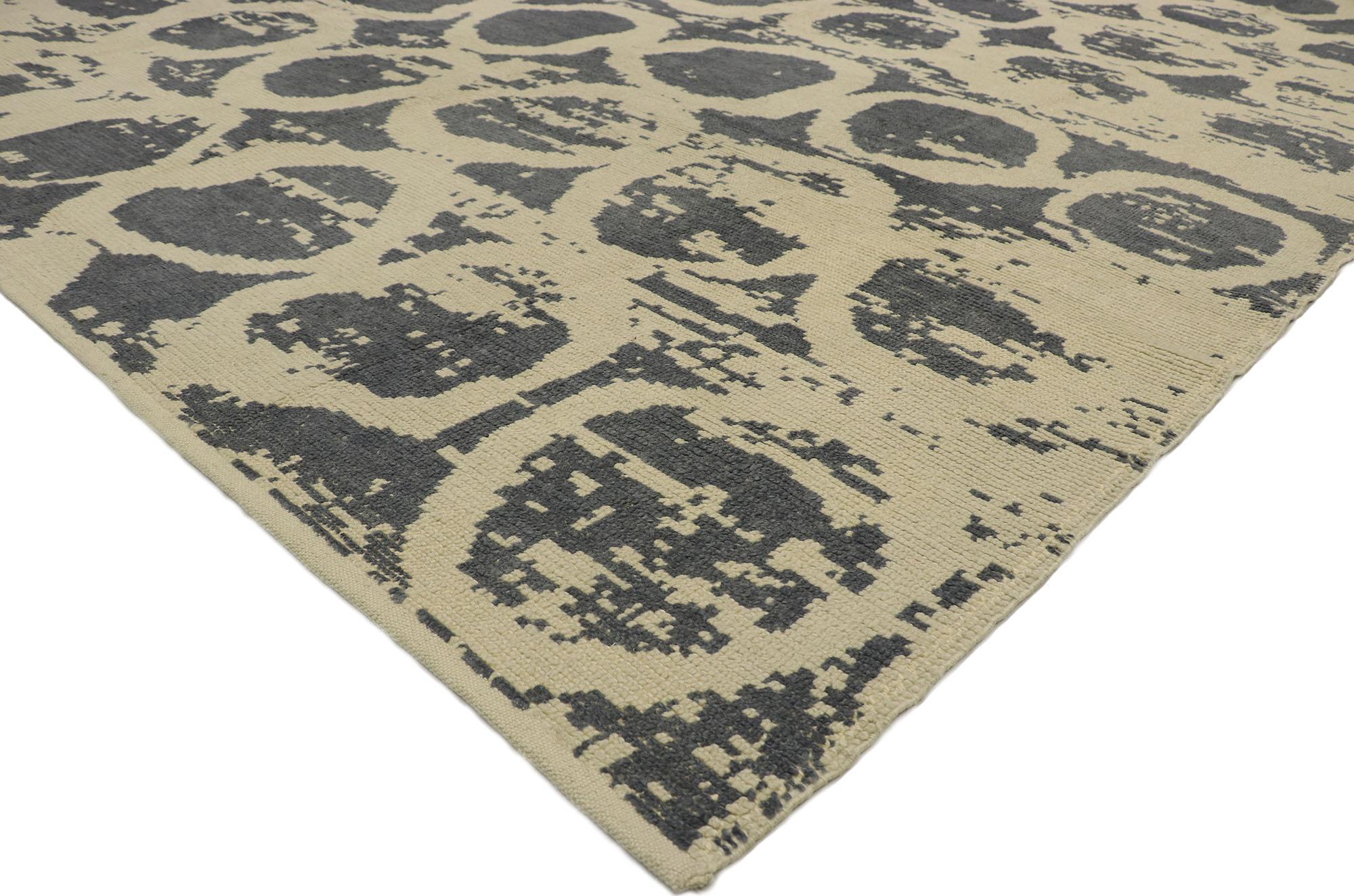 Expressionist New Contemporary Moroccan Style Area Rug with Abstract Orphism For Sale