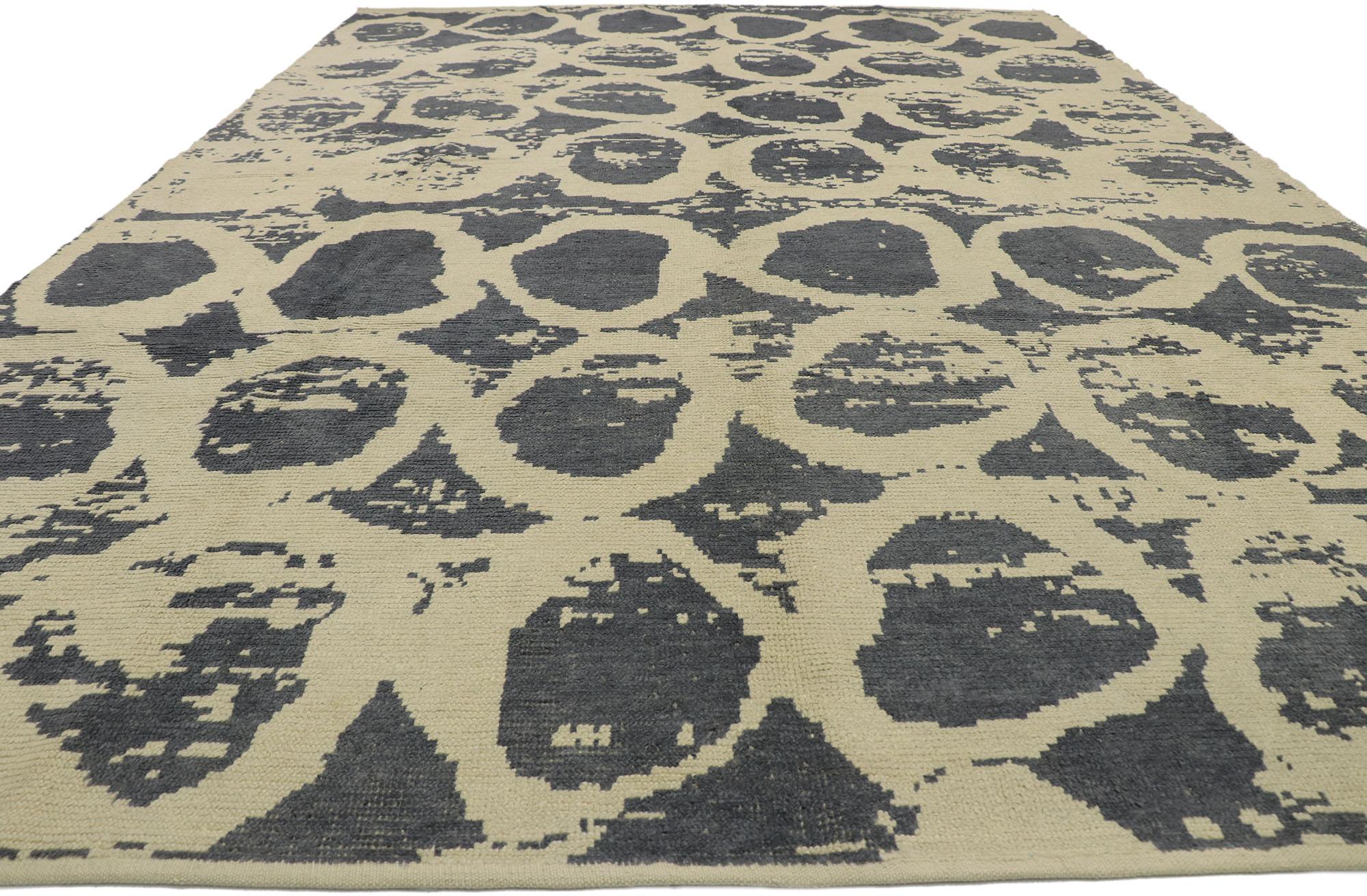 Turkish New Contemporary Moroccan Style Area Rug with Abstract Orphism For Sale