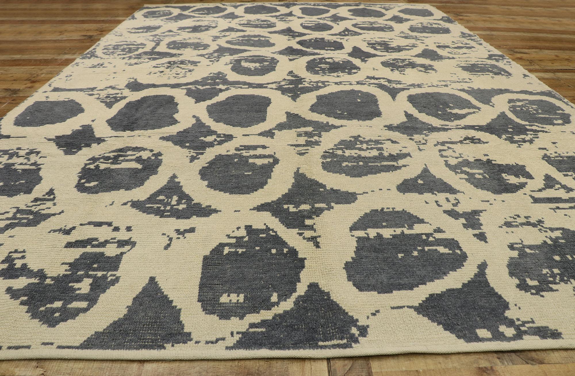 New Contemporary Moroccan Style Area Rug with Abstract Orphism For Sale 1