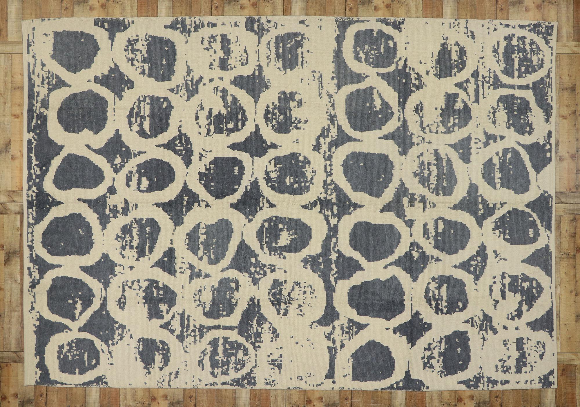 New Contemporary Moroccan Style Area Rug with Abstract Orphism For Sale 2