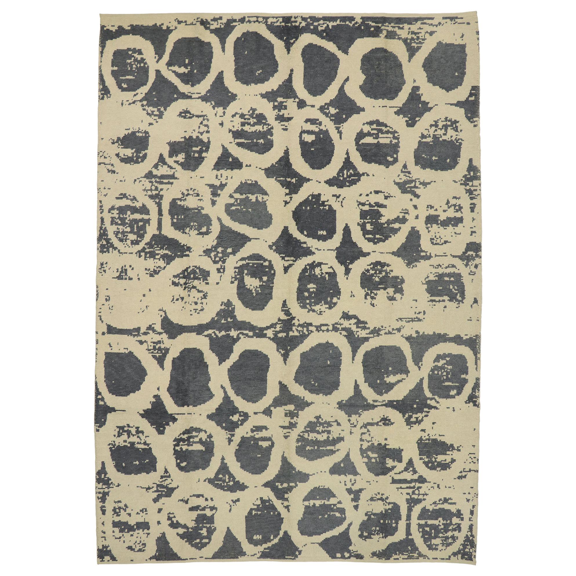 New Contemporary Moroccan Style Area Rug with Abstract Orphism