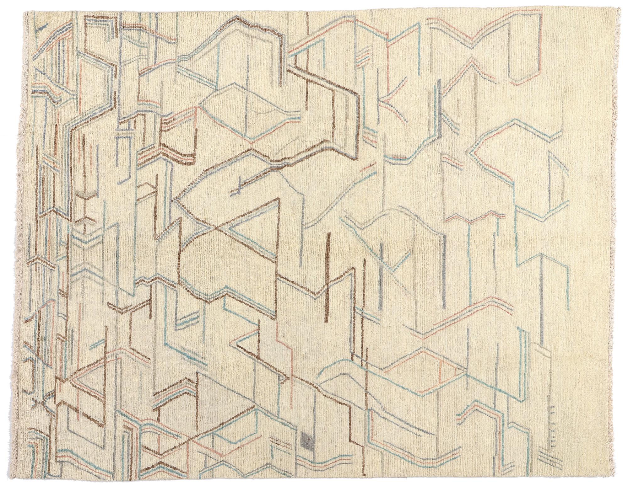 Nouveau tapis contemporain de style marocain avec motif d'art abstrait géométrique en vente 3