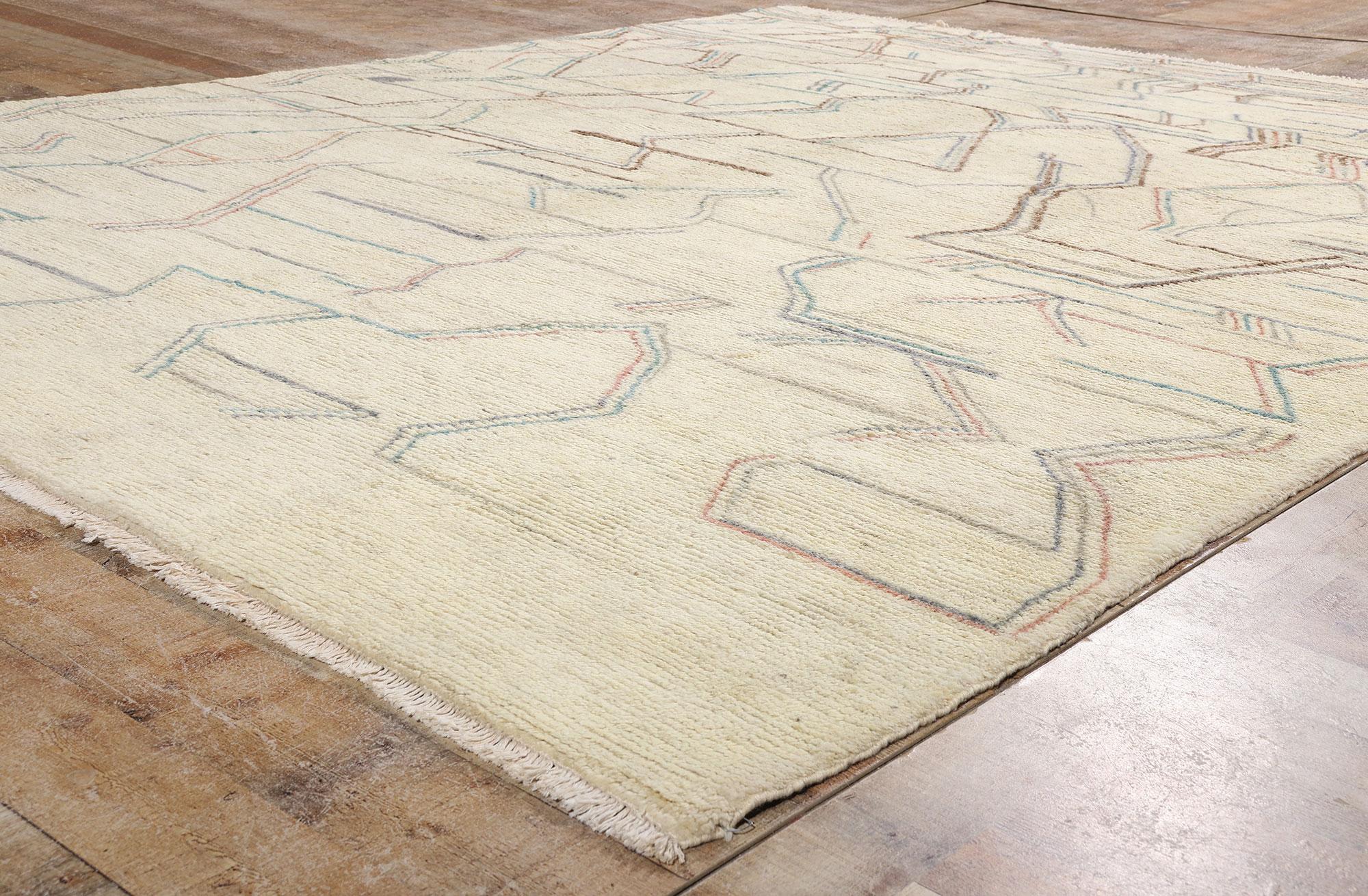 Expressionniste Nouveau tapis contemporain de style marocain avec motif d'art abstrait géométrique en vente