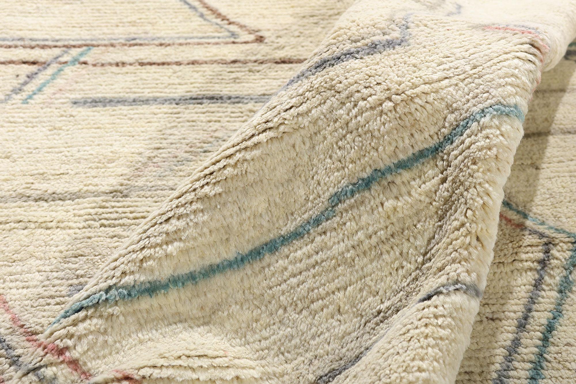 Pakistanais Nouveau tapis contemporain de style marocain avec motif d'art abstrait géométrique en vente