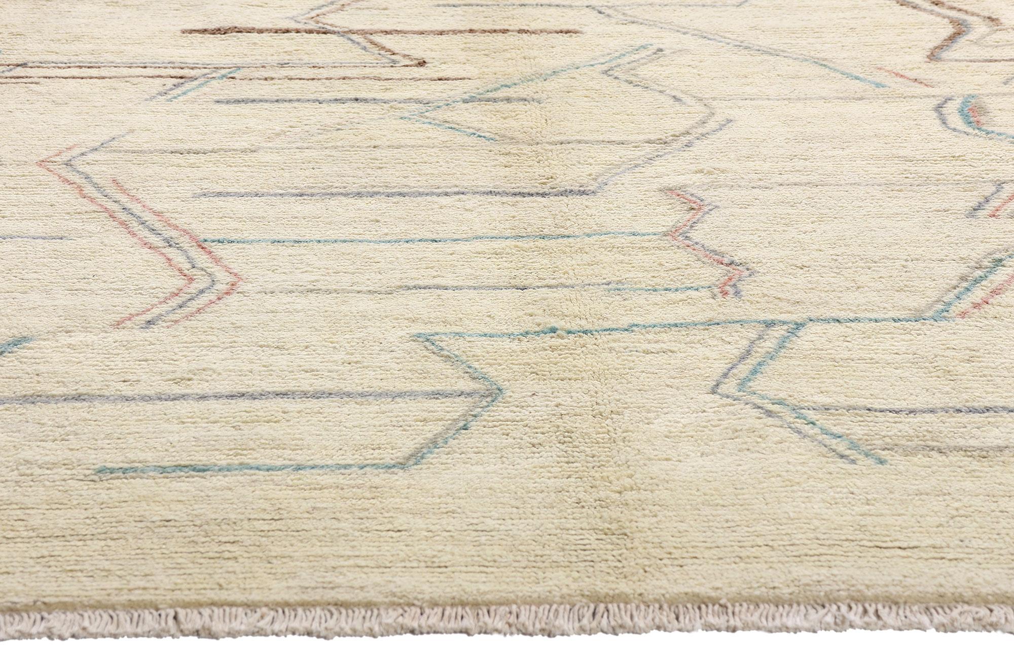 XXIe siècle et contemporain Nouveau tapis contemporain de style marocain avec motif d'art abstrait géométrique en vente