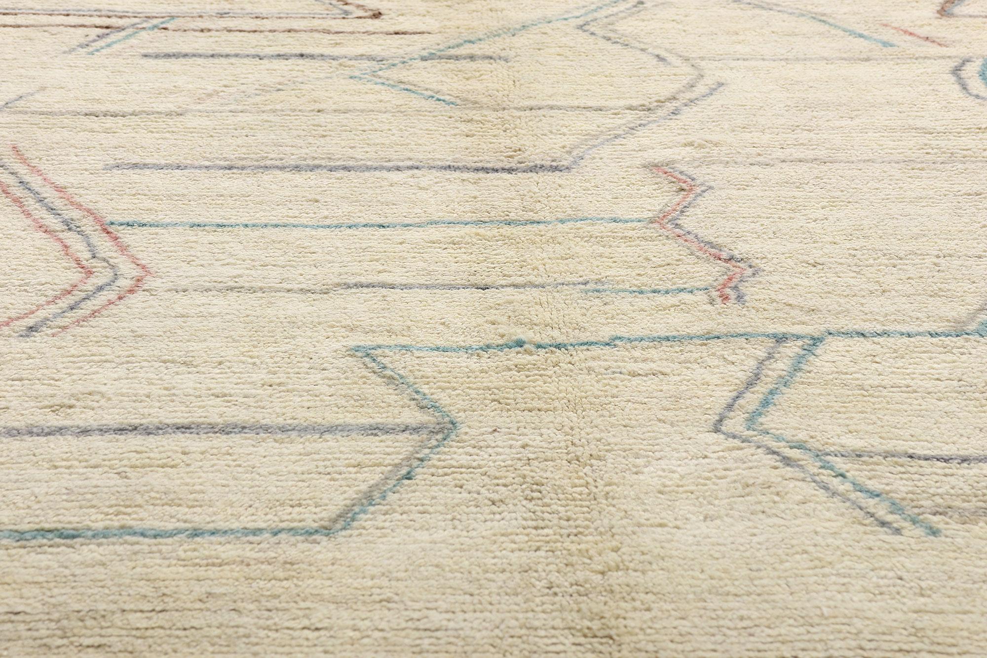 Laine Nouveau tapis contemporain de style marocain avec motif d'art abstrait géométrique en vente