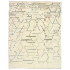 Zeitgenössischer marokkanischer Teppich im marokkanischen Stil mit geometrischem, abstraktem Kunstdesign