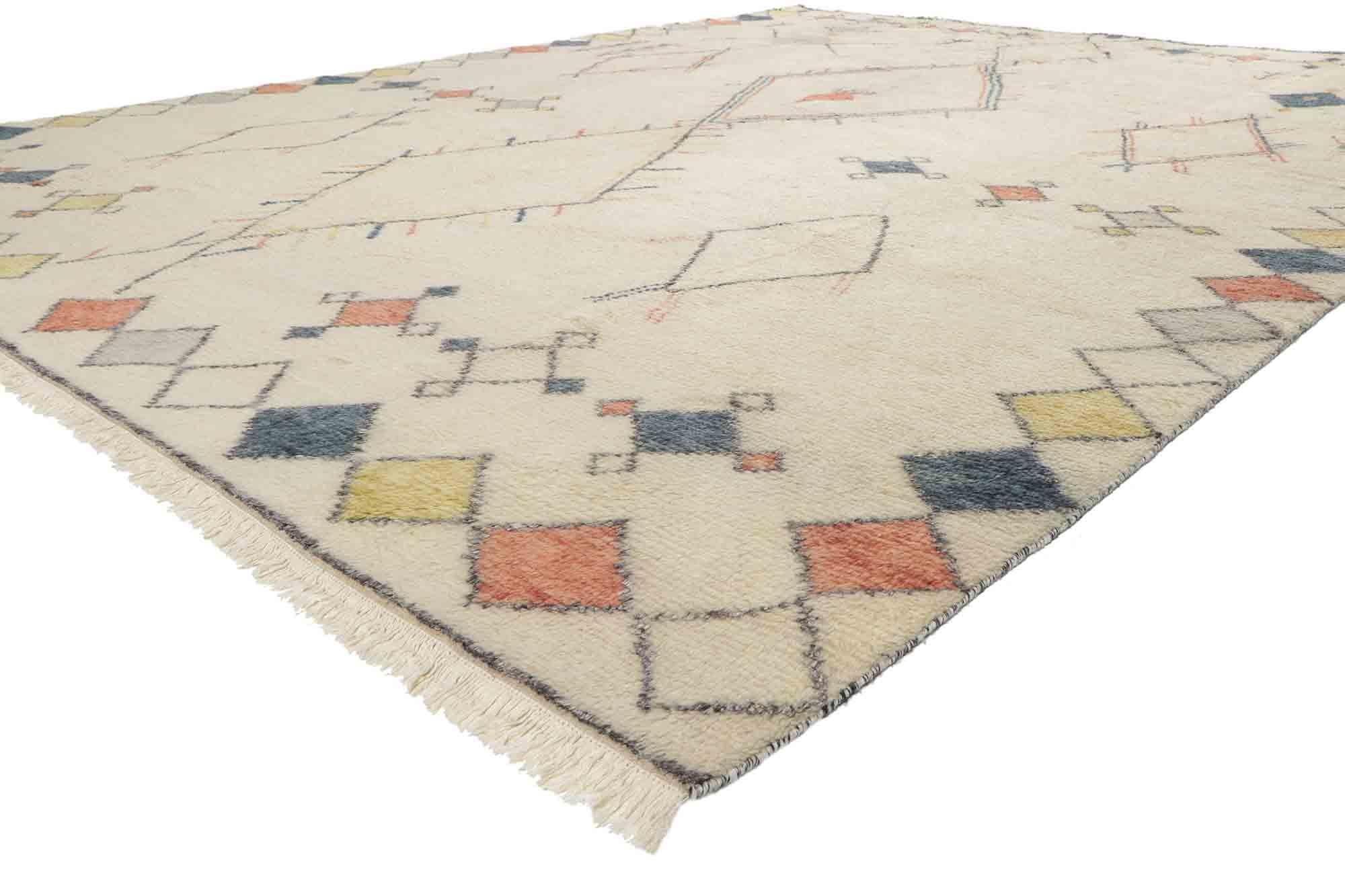 30346 New Contemporary Moroccan Style Area rug with Modern Northwestern Lodge Style. This contemporary Moroccan style area rug with modern tribal design evokes an exotic escape while adding texture and depth. This is a fantastic example of a