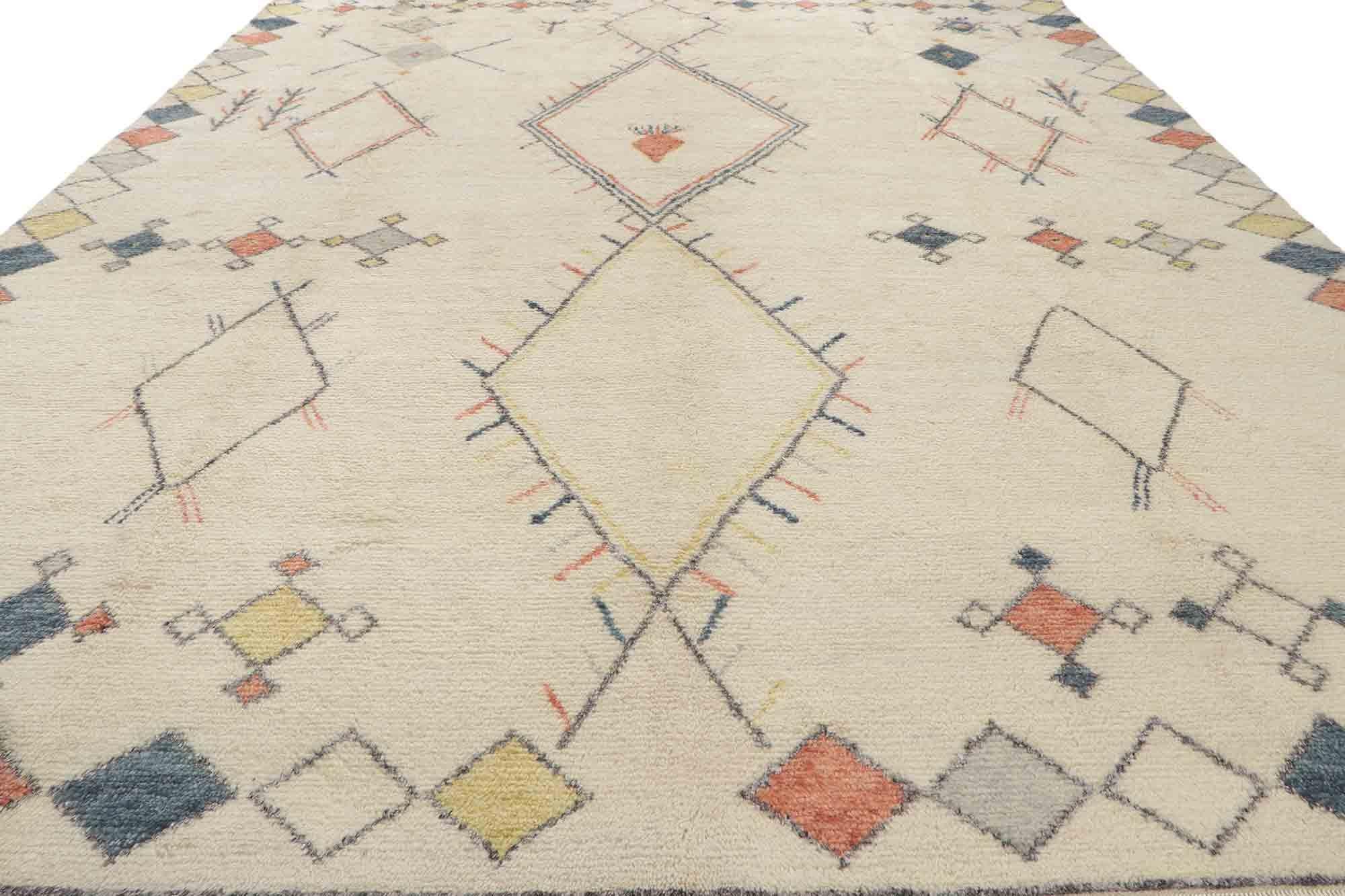 Indian New Contemporary Moroccan Style Area Rug with Modern Northwestern Lodge Style For Sale