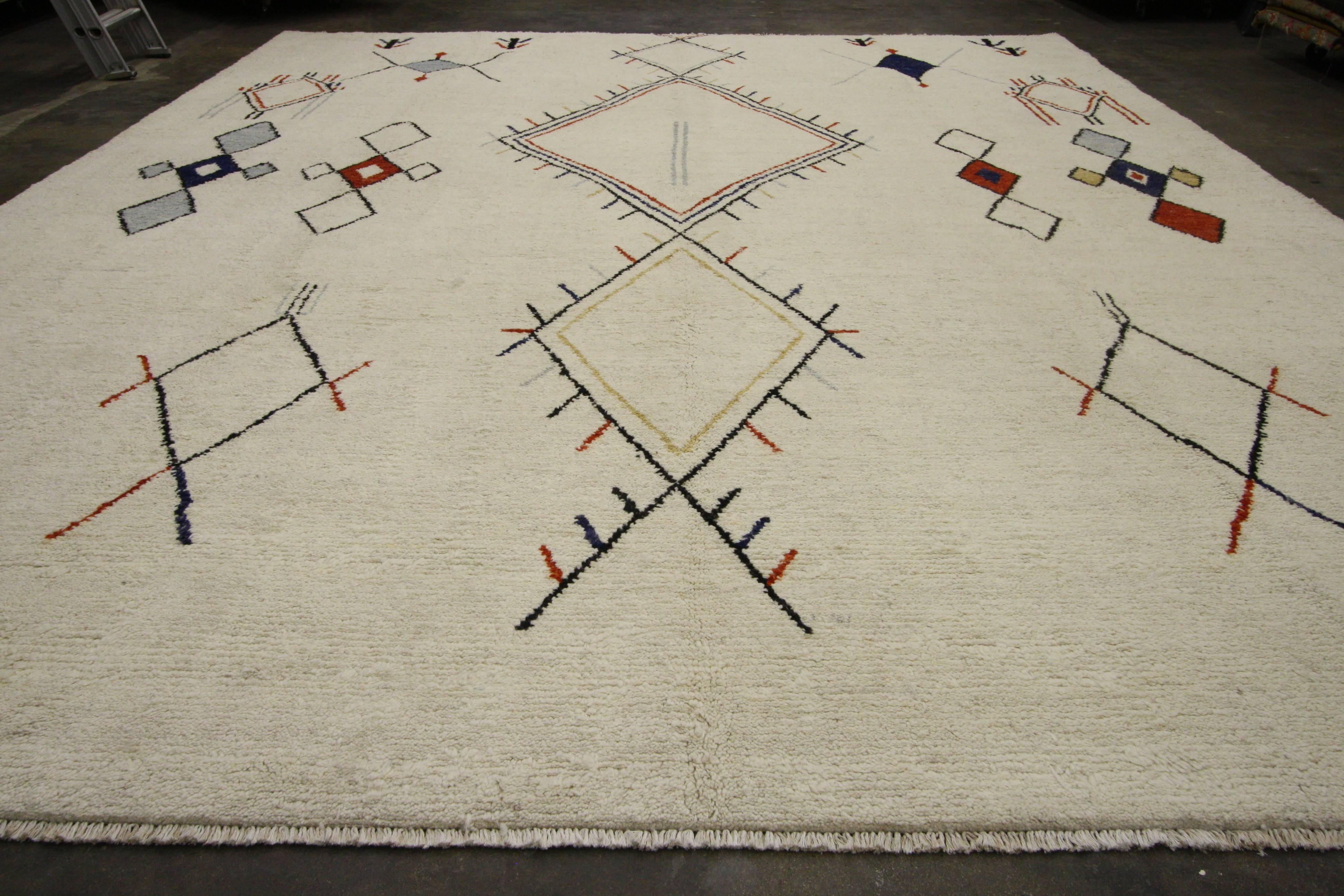 Pakistani New Contemporary Moroccan Style Area Rug with Modern Tribal Design