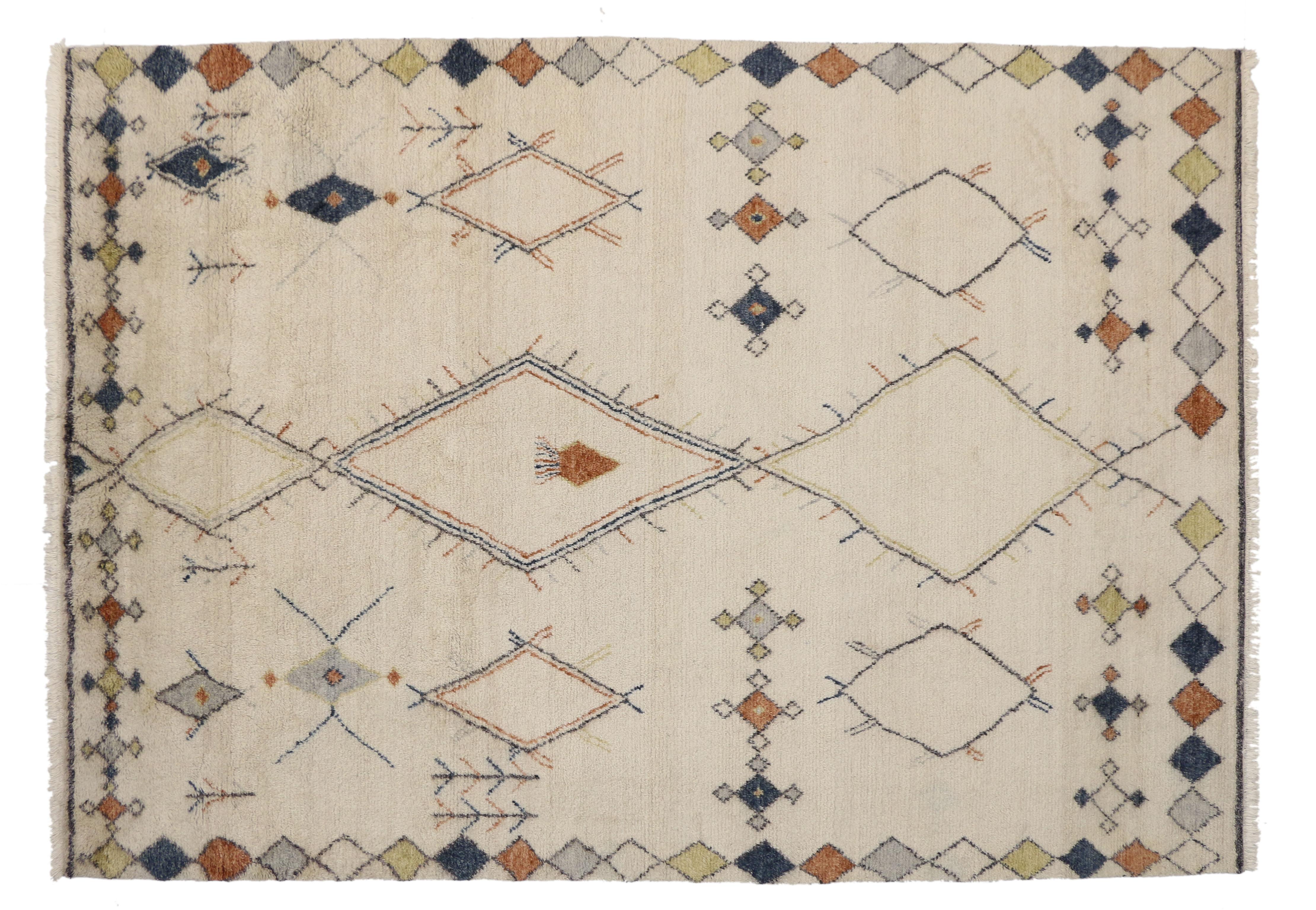 Indian New Contemporary Moroccan Style Area Rug with Modern Tribal Design