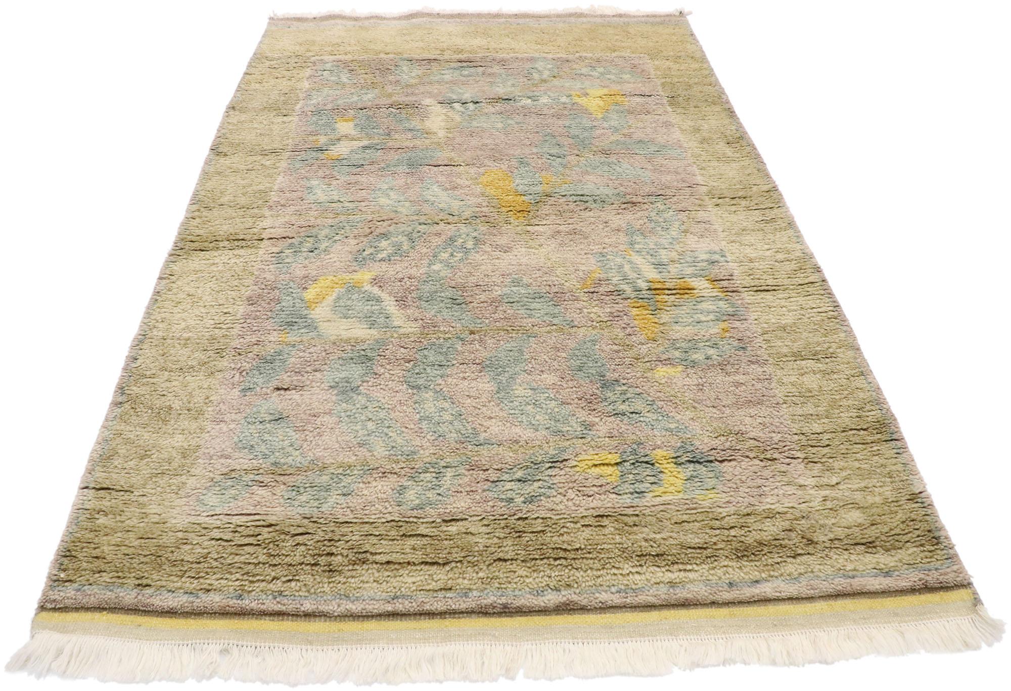 Modern New Contemporary Moroccan Style Area Rug with Postmodern Biophilic Design For Sale