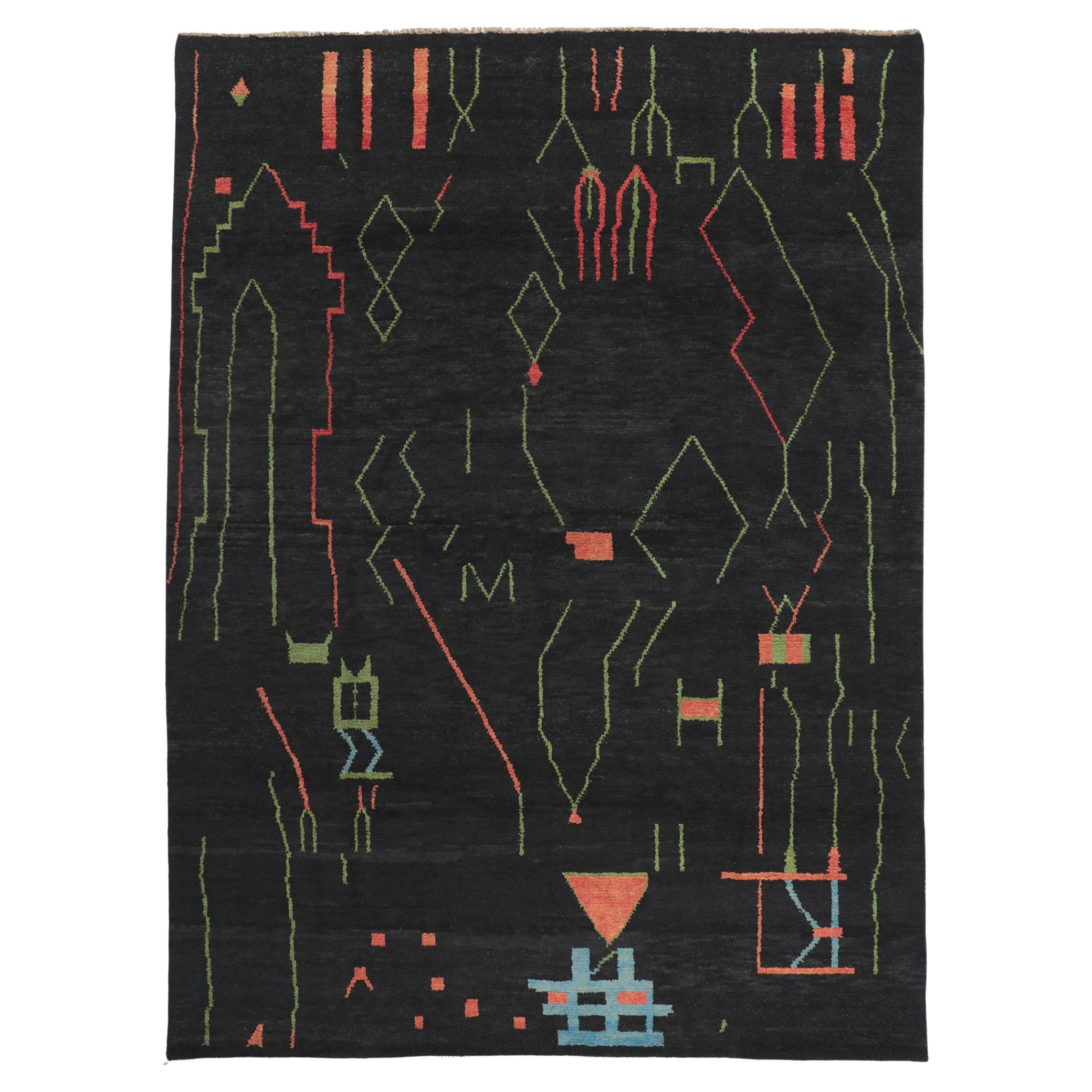 Nouveau tapis contemporain marocain de style