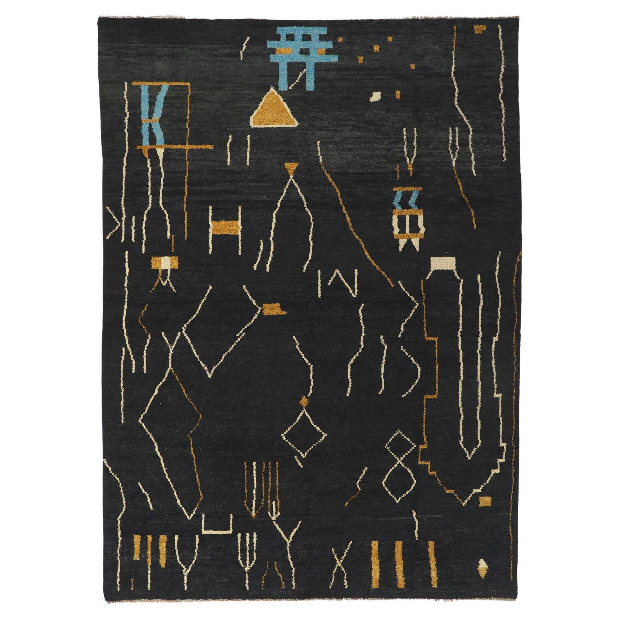 Nouveau tapis contemporain marocain de style