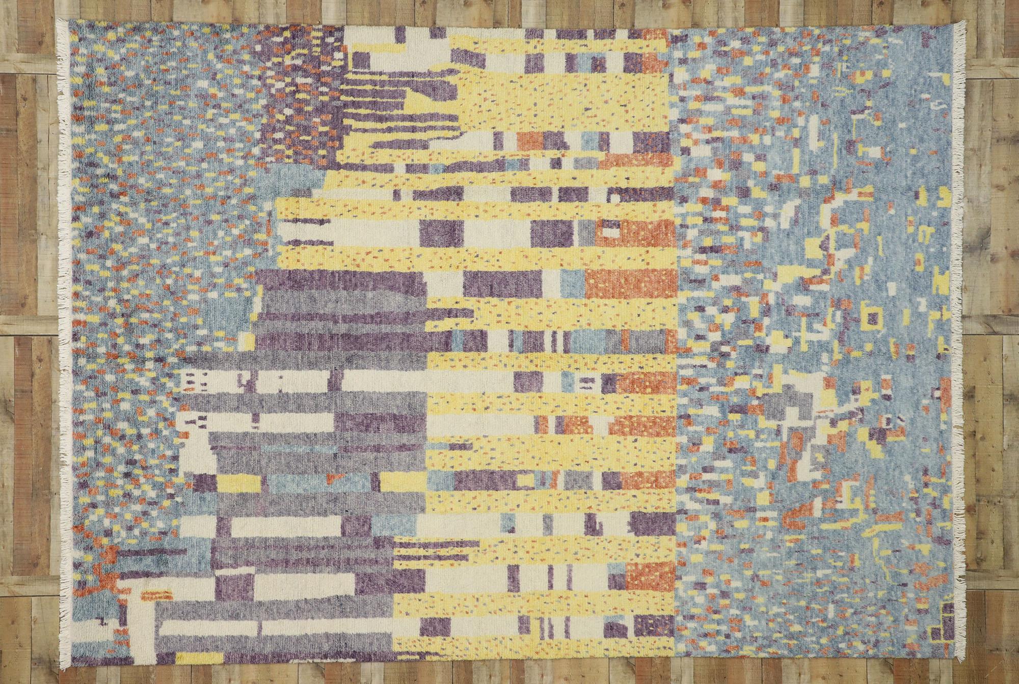 Contemporary New Color Block Moroccan Style Rug Inspired by Gunta Stölzl  For Sale