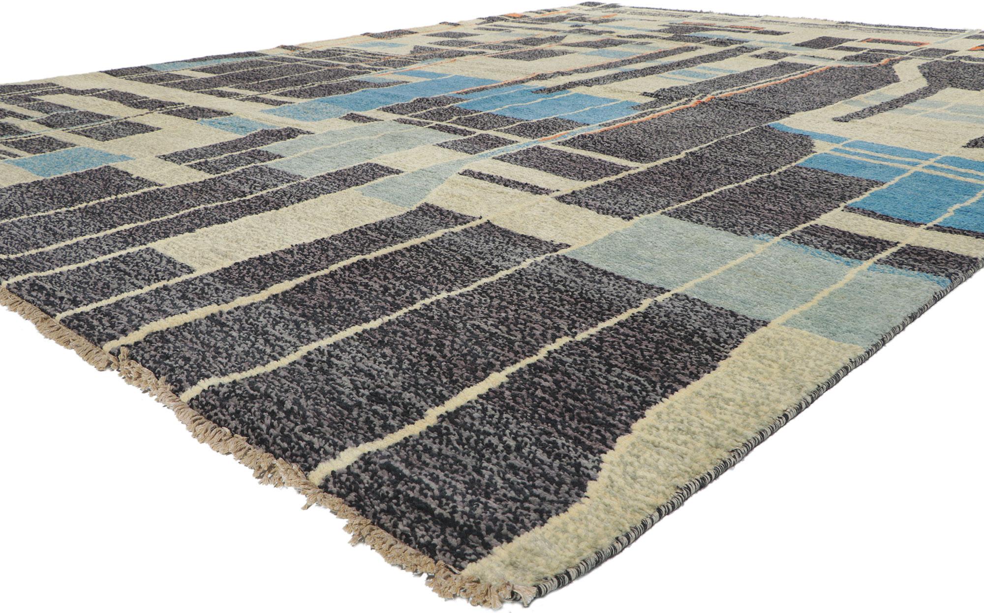 Post-Modern Modern Moroccan Rug Inspired by Gunta Stolzl, Tribal Enchantment Meets Cubism For Sale