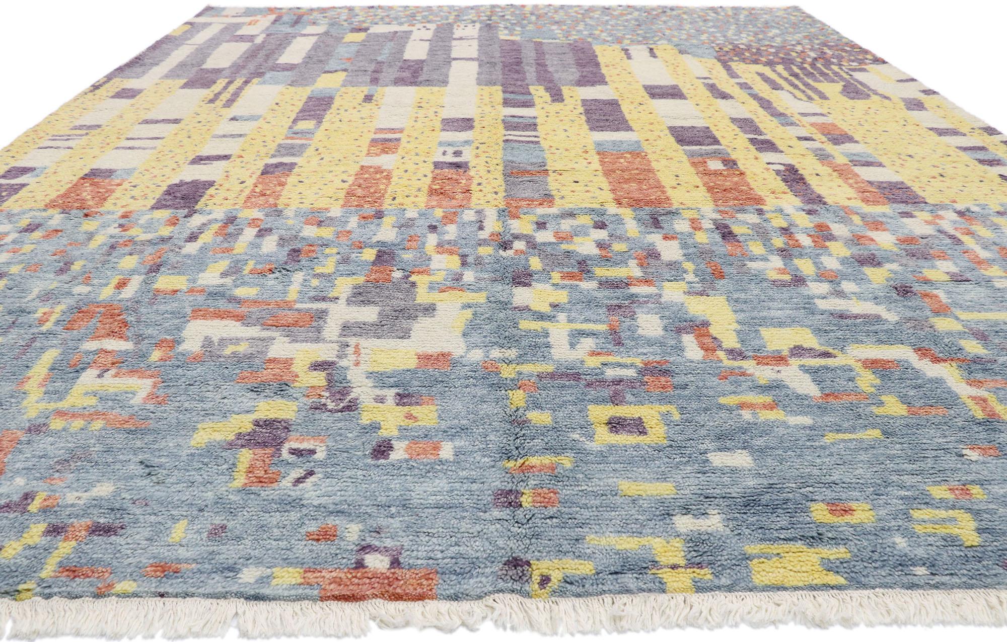 Neuer Farbblockteppich im marokkanischen Stil, inspiriert von Gunta Stölzl  (Indisch) im Angebot