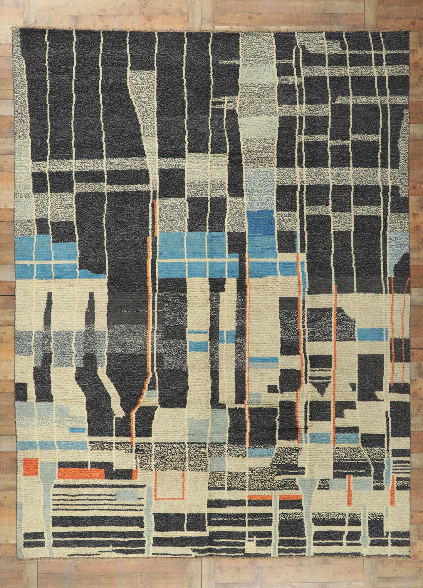 New Contemporary Moroccan Style Rug Inspired by Gunta Stolzl In New Condition In Dallas, TX