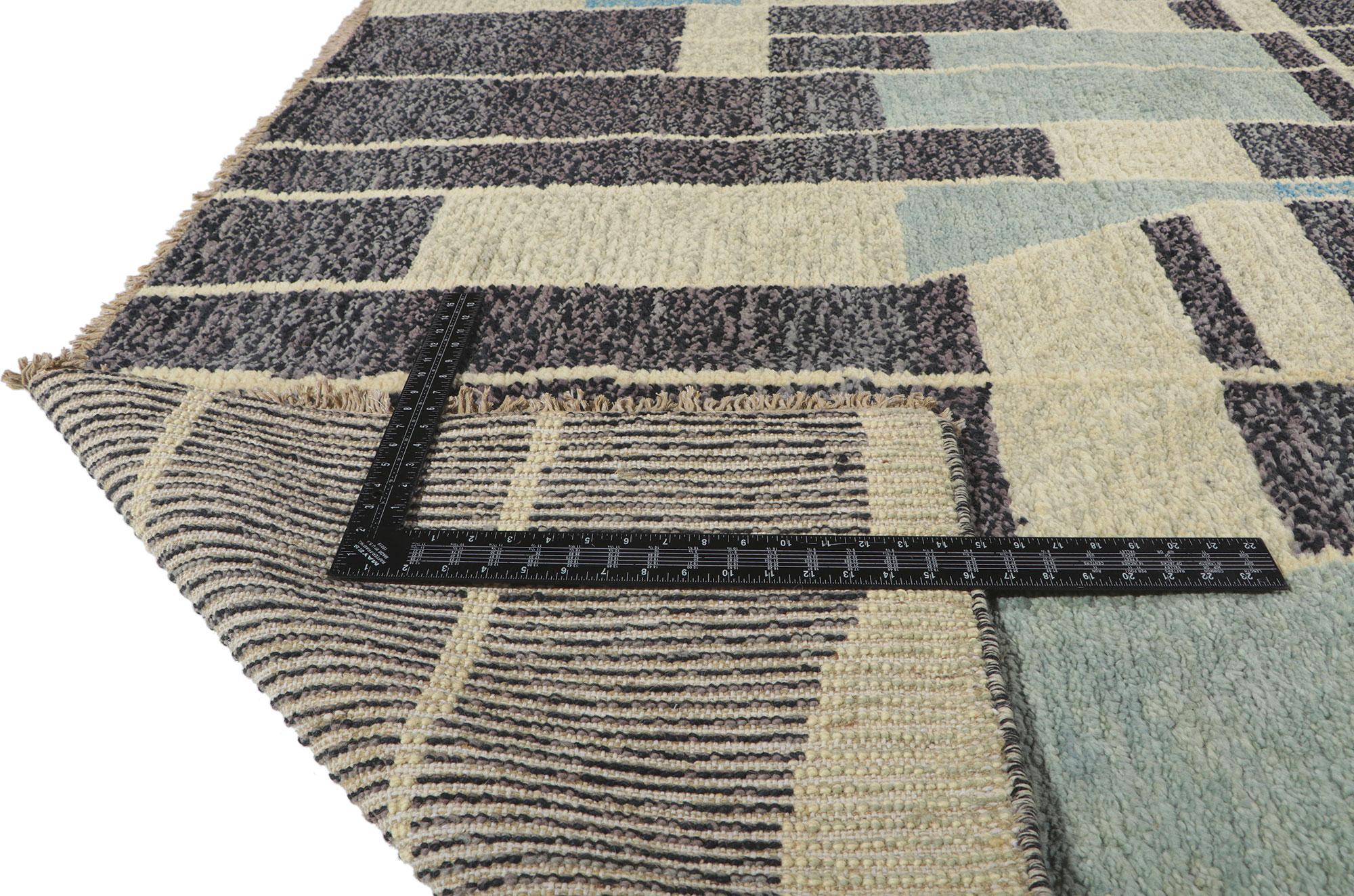 Modern Moroccan Rug Inspired by Gunta Stolzl, Tribal Enchantment Meets Cubism In New Condition For Sale In Dallas, TX