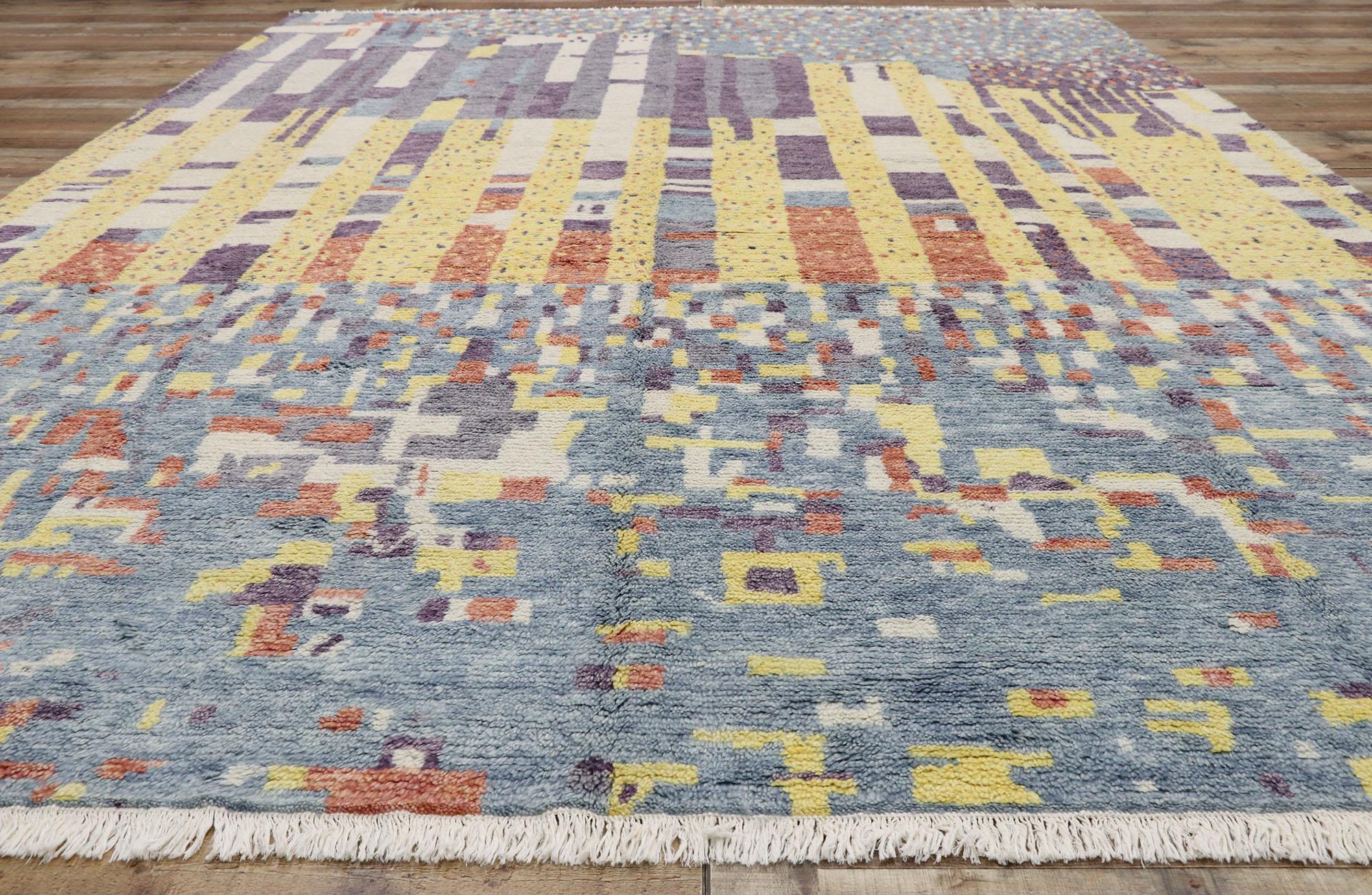 New Color Block Moroccan Style Rug Inspired by Gunta Stölzl  In New Condition For Sale In Dallas, TX