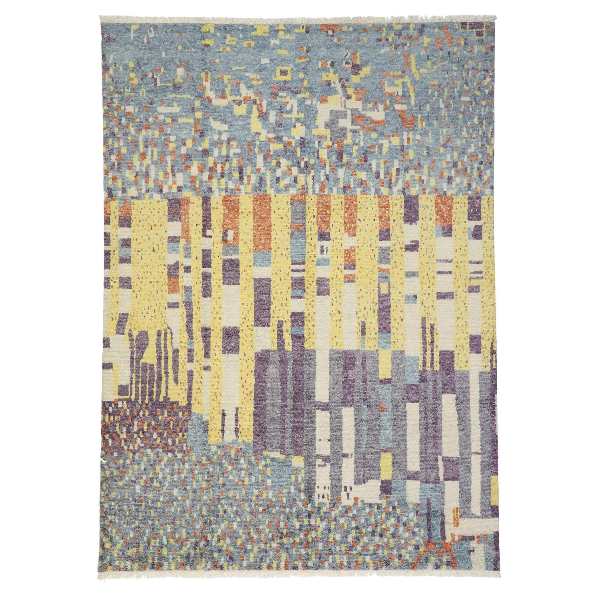 New Color Block Moroccan Style Rug Inspired by Gunta Stölzl  For Sale