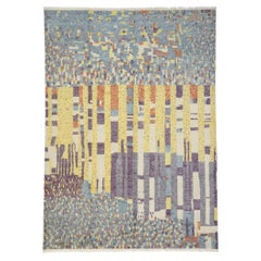 Nouveau tapis de style marocain à blocs de couleurs inspiré par Gunta Stölzl 