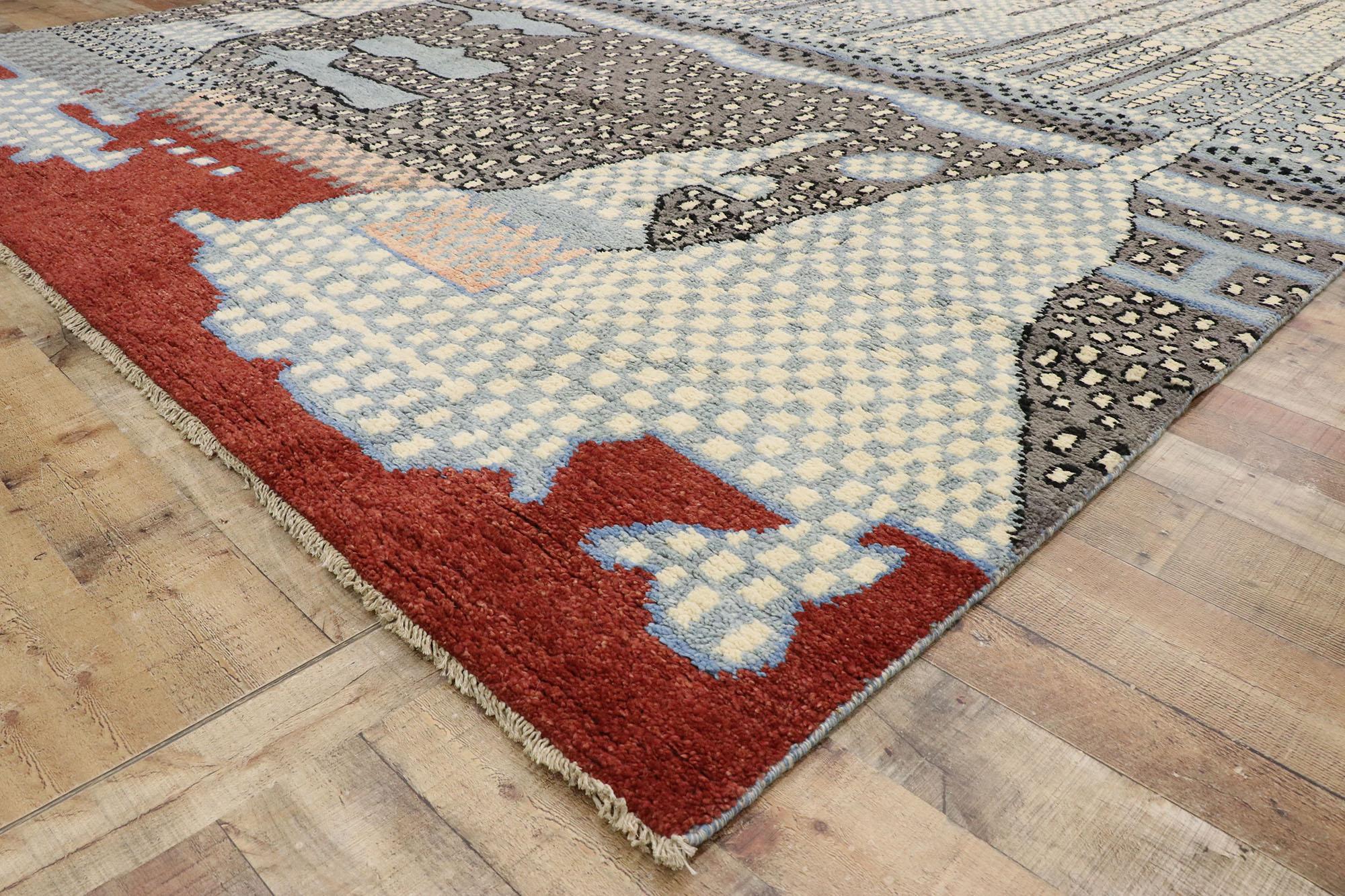 New Contemporary Moroccan Style Rug Inspired by Gunta Stolzl & Jasper Johns In New Condition For Sale In Dallas, TX