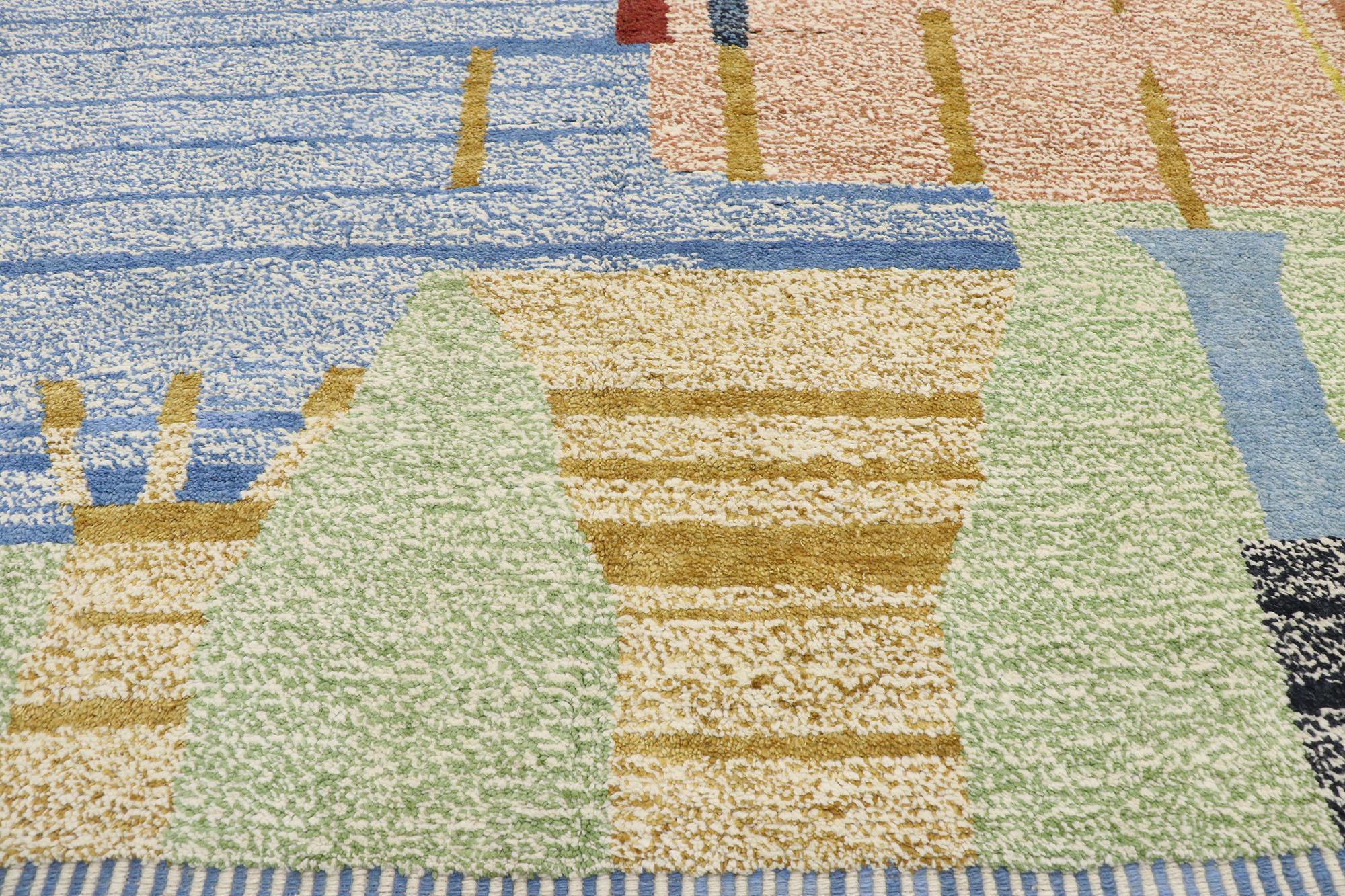 Pakistani New Contemporary Moroccan Style Rug with Abstract Postmodern Pointillism Design For Sale