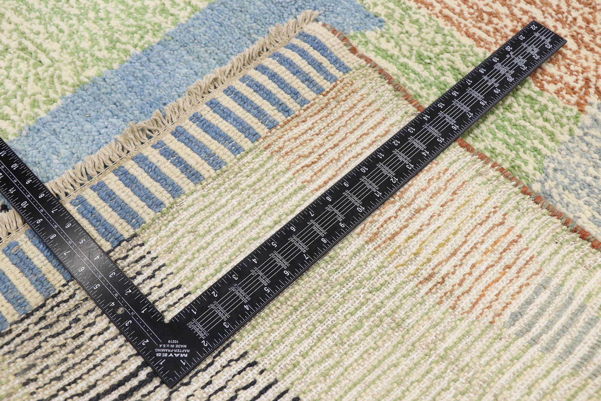 Hand-Knotted New Contemporary Moroccan Style Rug with Abstract Postmodern Pointillism Design For Sale