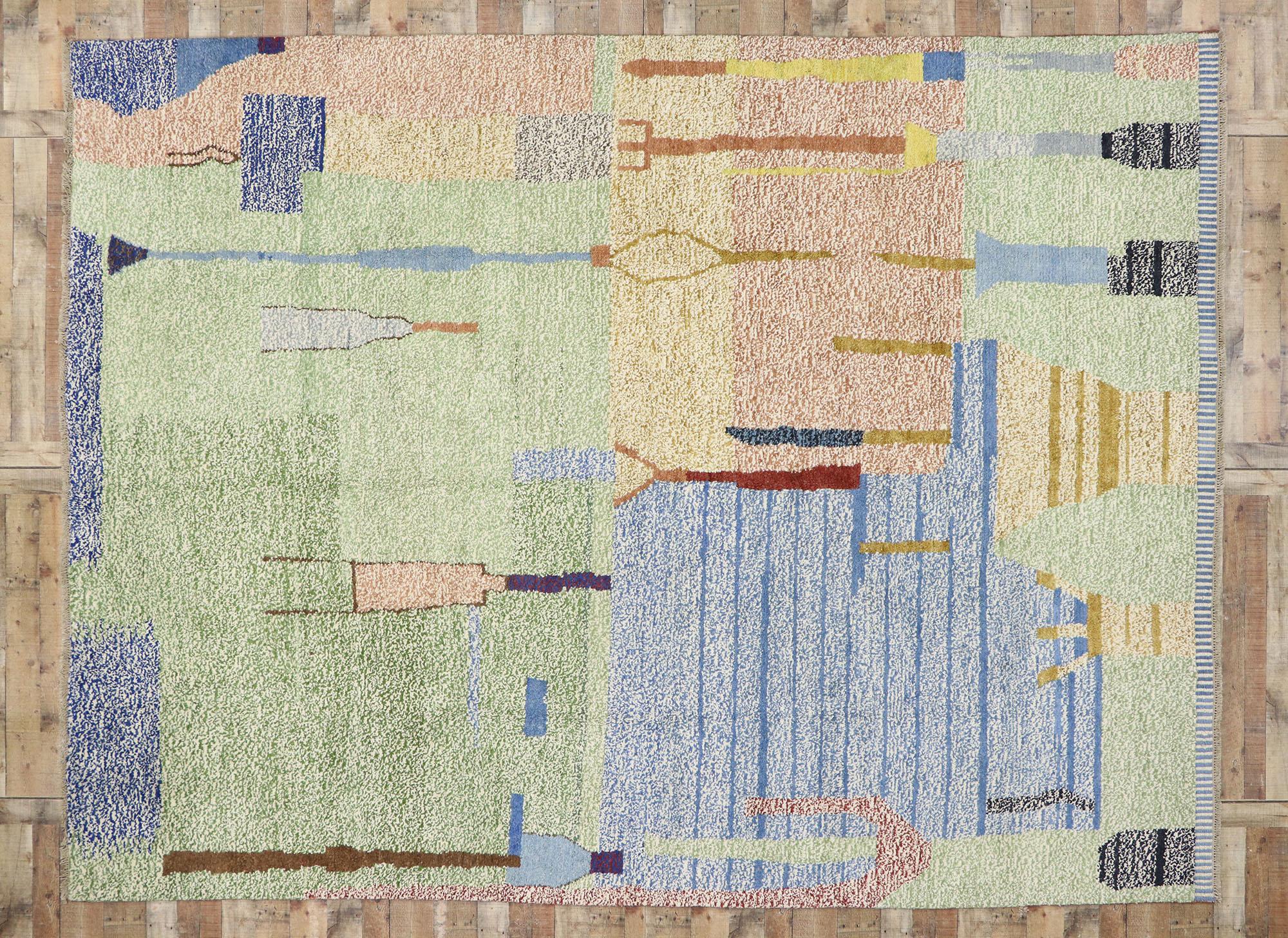 New Contemporary Moroccan Style Rug with Abstract Postmodern Pointillism Design For Sale 1