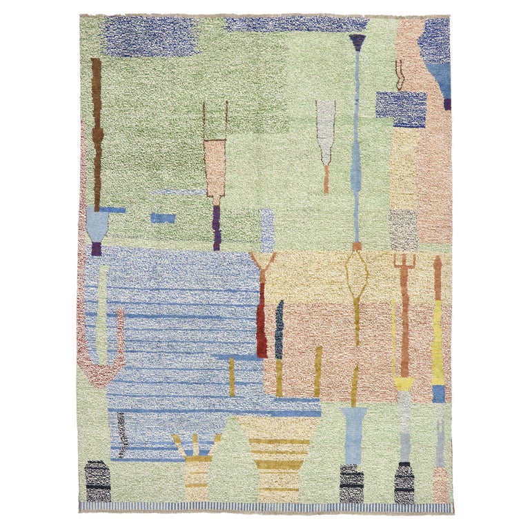 New Contemporary Moroccan Style Rug with Abstract Postmodern ...