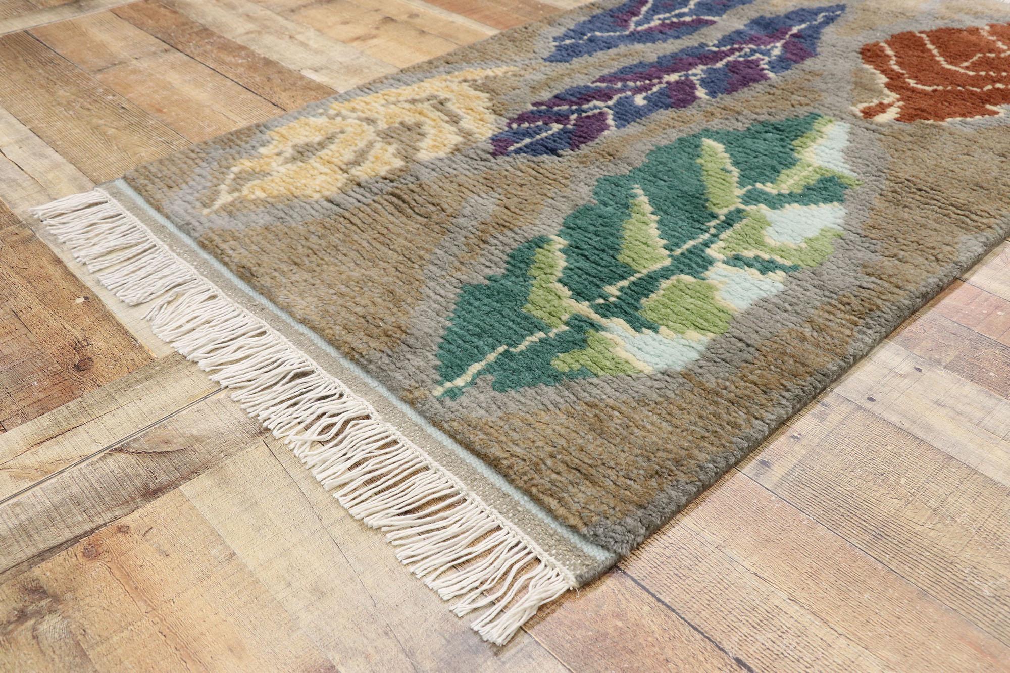 Wool New Contemporary Moroccan Style Rug with Biophilic Scandinavian Modern Design For Sale