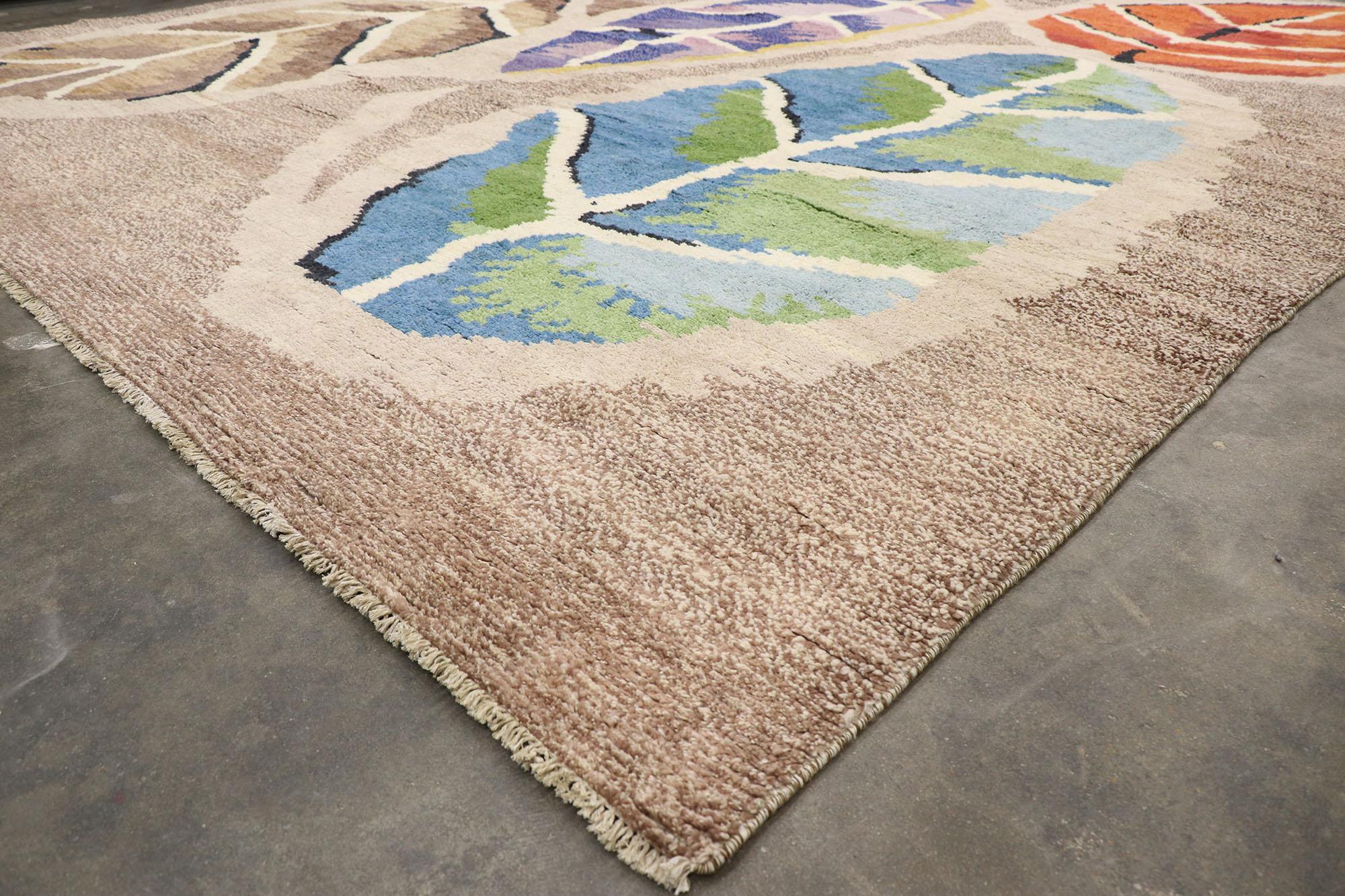 Wool New Contemporary Moroccan Rug with Biophilic Scandinavian Modern Design For Sale