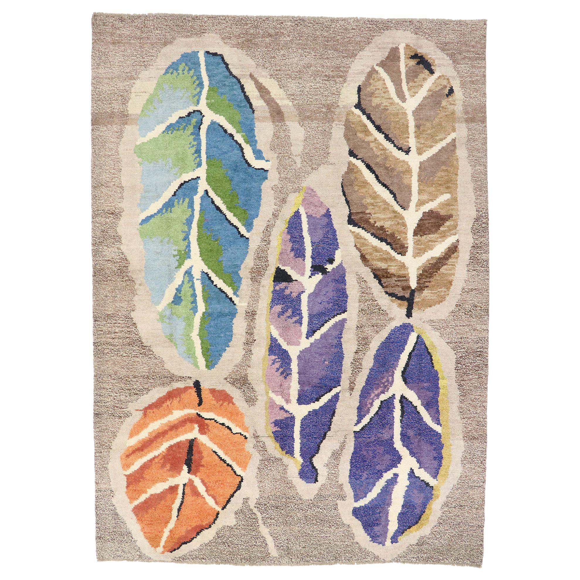 New Contemporary Moroccan Style Rug with Biophilic Scandinavian Modern Design 